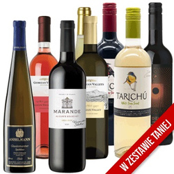 Zestaw ośmiu win półsłodkich i słodkich biało-czerwony